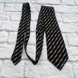 RICHEL Men's Vintage Equestrian Silk Neck Tie Black 4"x61"